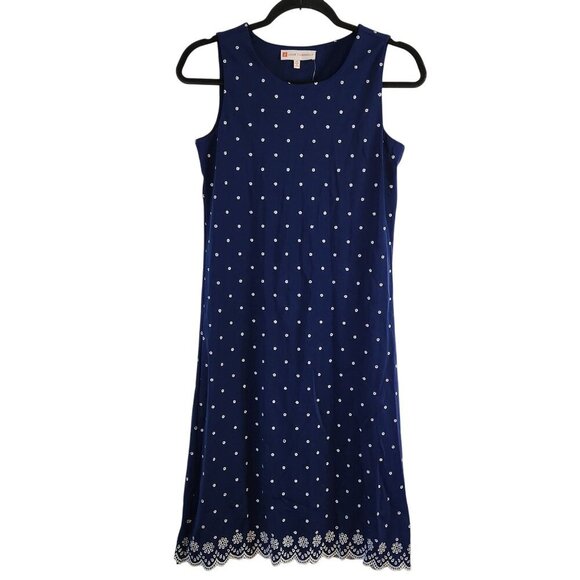 NWT Jude Connally Beth Shift Dress Eyelet Navy Blue Nautical Women's XS - Picture 1 of 10